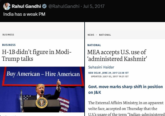 Rahul: “भारत के पास कमजोर प्रधानमंत्री”